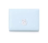 KUNYOS Portafoglio piccolo da donna a tre ante con decorazione forma di gatto in acrilico, pratico, capiente, multifunzionale, accessorio alla moda, come regalo Natale for le donne(Blue)