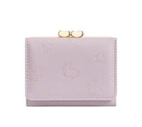 KUNYOS Portafoglio piccolo da donna, borse multifunzionali a tre pieghe con coniglietto dei cartoni animati for ragazze, accessori di moda, regalo festa(Purple)