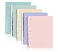 KUNYOS Quaderni a spirale Confezione da 5 quaderni di carta a righe universitari da 70 fogli ciascuno a 3 fori multicolore for scuola e lavoro