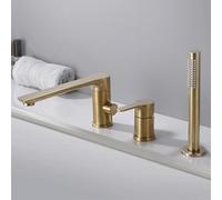 KUNYOS Rubinetteria per Vasca Bordo Vasca 3 Fori, Miscelatore monocomando Doccia Girevole a 360° Bocca di erogazione,d'oro