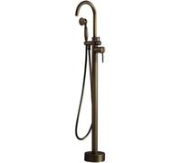 KUNYOS Rubinetto per Vasca Freestanding Ottone Vintage con Doccetta Miscelatore A Pavimento Bimodale Girevole 360°,Bronzo