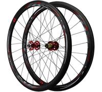 KUNYOS Ruota Anteriore E Posteriore 700C, 24 Fori, Lama in Carbonio, Fibra di Carbonio, 4 Cuscinetti, Set di Ruote per Bicicletta, Freni A Disco, Bici da Strada,Rosso,40mm