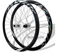 KUNYOS Ruote Anteriori E Posteriori per Bici da Strada 700C Set di Ruote A Sgancio Rapido Cerchi A Doppio Spessore Freno A Disco 100/135 Mm 24 Ore Mozzi per 8-12 velocità,Argento