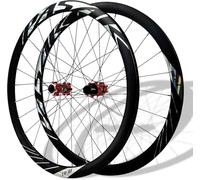 KUNYOS Ruote Anteriori E Posteriori per Bici da Strada 700C Set di Ruote A Sgancio Rapido Cerchi A Doppio Spessore Freno A Disco 100/135 Mm 24 Ore Mozzi per 8-12 velocità,Rosso