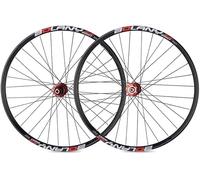 KUNYOS Ruote MTB 27.5/29" Cerchio per Bici MTB, Set Ruote con Freno A Disco, Cerchio per Mountain Bike, Assale Passante, Mozzo con 32 Fori per 8 9 10 11 velocità,Rosso,26inch