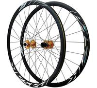 KUNYOS Ruote per Bici da Corsa 700C, Lega di Alluminio 36 Mm, Freno A Disco, Mozzo HG Compatibile con Cassetta 8/9/10/11/12 velocità, 24 Fori,d'oro,Thru Axle