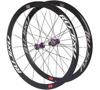 KUNYOS Ruote per Bicicletta da Strada 700C 40Mm Cerchio V Brake Clincher Set di Ruote Sgancio Rapido Mozzo in Carbonio A Trazione Diretta Compatibile con Cassetta 8 9 10 11 velocità,Viola