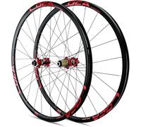 KUNYOS Ruote per Biciclette da Strada 700C con Freno a Disco, Ruota Anteriore e Posteriore con ASSE Passante 15X100mm/12X142mm, mozzi 24H per Cassetta a 8/9/10/11/12 velocità,Rosso