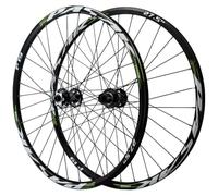 KUNYOS Ruote per Mountain Bike con Perno Passante E Freno A Disco, Mozzo A 32 Fori 26 27,5 29 Pollici, 2 Cuscinetti Anteriori E 4 Posteriori, Set di Ruote in Alluminio, 7-12 Marce,Black Green,26inch