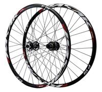 KUNYOS Ruote per Mountain Bike con Perno Passante E Freno A Disco, Mozzo A 32 Fori 26 27,5 29 Pollici, 2 Cuscinetti Anteriori E 4 Posteriori, Set di Ruote in Alluminio, 7-12 Marce,Black Red,29inch
