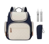 KUNYOS Set da 2 pezzi, zaino for il cambio del pannolino, borsa termica for biberon, viaggio for pannolini, multifunzionale for la mamma di grande capacità, tracolla for passeggino(Dark blue)