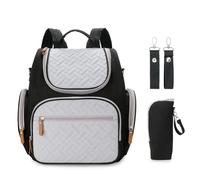 KUNYOS Set da 2 pezzi, zaino for il cambio del pannolino, borsa termica for biberon, viaggio for pannolini, multifunzionale for la mamma di grande capacità, tracolla for passeggino(Black)