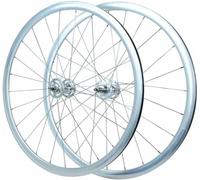 KUNYOS Set di Ruote 700C Fixed Gear con Mozzo A Bullone 9.5X100mm/9.5X120mm ASSE Solido, Filettatura Flip-Flop (Ruota Libera E Fissa), Ruote da Corsa A velocità Singola per Bici da Pista,Argento