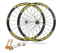 KUNYOS Set di Ruote da Corsa 700C con Sgancio Rapido, Freni A Cerchio, Ruota Anteriore E Posteriore per Biciclette, Cerchi in Lega di Alluminio, Mozzi 20/24H per Cassette 8/9/10/11 velocità,d'oro