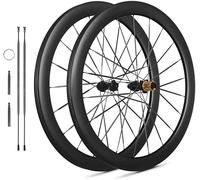 KUNYOS Set di Ruote in Fibra di Carbonio da 700 CC, Ruote con Freni A Disco da 38/50/60 Mm, Mozzo con Perno Centrale da 36 Denti, Compatibile con Cassette HG A 7/8/9/10/11/12 velocità,50mm