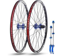 KUNYOS Set di Ruote per Bici da 24 '' 26 '' 27,5 '' 29 '' per Mountain Bike Ruote Posteriori Anteriori A Doppio Strato Freni A Disco Mozzi 32H per 7-11 velocità,Blu,26inch