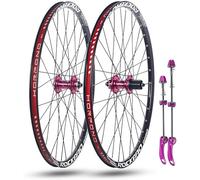 KUNYOS Set di Ruote per Bici da 24 '' 26 '' 27,5 '' 29 '' per Mountain Bike Ruote Posteriori Anteriori A Doppio Strato Freni A Disco Mozzi 32H per 7-11 velocità,Rosa,26inch
