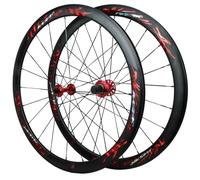 KUNYOS Set di Ruote per Bici da Strada 40Mm, Cerchi in Alluminio 700C, Freni C/V, mozzo a sgancio rapido Compatibile con Cassette da 7/8/9/10/11 velocità,Rosso