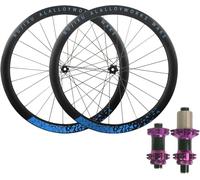 KUNYOS Set di Ruote per Bici da Strada 700C Cerchi in Lega di Alluminio da 45 Mm Mozzi con Cuscinetti per Perno Passante 7 8 9 10 11 12 velocità Cassetta Blocco Centrale Freno A Disco,Viola,700C Blue