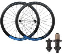 KUNYOS Set di Ruote per Bici da Strada 700C Cerchi in Lega di Alluminio da 45 Mm Mozzi con Cuscinetti per Perno Passante 7 8 9 10 11 12 velocità Cassetta Blocco Centrale Freno A Disco,Nero,700C Blue