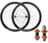 KUNYOS Set di Ruote per Bici da Strada 700C Cerchi in Lega di Alluminio da 45 Mm Mozzi con Cuscinetti per Perno Passante 7 8 9 10 11 12 velocità Cassetta Blocco Centrale Freno A Disco,d'oro,700C Grey