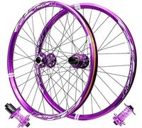 KUNYOS Set di Ruote per Bicicletta in Lega di Alluminio 24/26/27,5/29 Pollici, Mozzo con Freno A Disco, Cuscinetti Sigillati, Ruote per Mountain Bike Viola, Cerchio per 7-12 velocità,Thru axle,26inch