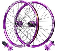 KUNYOS Set di Ruote per Bicicletta in Lega di Alluminio 24/26/27,5/29 Pollici, Mozzo con Freno A Disco, Cuscinetti Sigillati, Ruote per Mountain Bike Viola, Cerchio per 7-12 velocità,QR,29inch