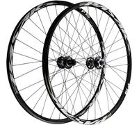 KUNYOS Set di Ruote per Mountain Bike 26/27.5/29 Pollici, Cerchi in Lega A Doppia Parete per Freni A Disco MTB, Ruote per Bici con Raggi in Acciaio Inox 32H, Mozzo HG 7-12 velocità,Nero,26inch