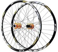 KUNYOS Set di Ruote per Mountain Bike 26/27.5/29 Pollici, Cerchi in Lega A Doppia Parete per Freni A Disco MTB, Ruote per Bici con Raggi in Acciaio Inox 32H, Mozzo HG 7-12 velocità,d'oro,26inch