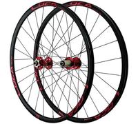 KUNYOS Set di Ruote per Mountain Bike da 26, 27,5 e 29 Pollici MTB, Cerchi in Lega Ultra Leggera, Raggi Piatti, mozzo con Cassetta da 8-12 velocità, Freno a Disco, sgancio rapido,Rosso,26inch