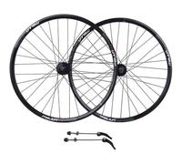 KUNYOS Set di Ruote per Mountain Bike MTB, Kit Ruote per Bicicletta da 26 Pollici Ruote Anteriori con Freno A Disco Cerchio in Lega A Doppia Parete A Sgancio Rapido Posteriore 7-10 velocità,Nero