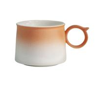 KUNYOS Set Di Tazze Da Caffè In Ceramica Da 250 Ml, Tazza Da Caffè Latte In Gres, Tazza Da Tè, Tazze For Uomo, Donna, Ristorante, Casa, Ufficio, Bevande Calde, Goditi Il tuo Drink(Orange White,Cup)