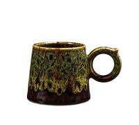 KUNYOS Set Di Tazze E Piattini Da Caffè In Ceramica 200 Ml, In Pizzo Fatte A Mano Trasformate In Forno, For Casa Ufficio, Possono Contenere Bevande Calde Fredde(Green,Cup)