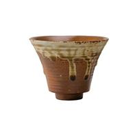 KUNYOS Set Di Tazze E Piattini Da Caffè In Ceramica Con Imbuto Da 100 Ml, Tazzina Da Caffè Espresso In Gres Medievale Fatta A Mano, Tazza Da Tè For Casa E Ufficio(Brown,Cup)