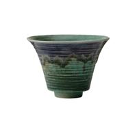 KUNYOS Set Di Tazze E Piattini Da Caffè In Ceramica Con Imbuto Da 100 Ml, Tazzina Da Caffè Espresso In Gres Medievale Fatta A Mano, Tazza Da Tè For Casa E Ufficio(Green,Cup)