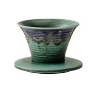 KUNYOS Set Di Tazze E Piattini Da Caffè In Ceramica Con Imbuto Da 100 Ml, Tazzina Da Caffè Espresso In Gres Medievale Fatta A Mano, Tazza Da Tè For Casa E Ufficio(Green,Cup set)