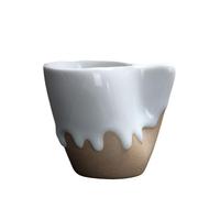 KUNYOS Set Di Tazze E Piattini Da Caffè In Ceramica Creativa Da 130 Ml, Tazzina Da Caffè Espresso Piccola Fatta A Mano In Forno Ru, Tazza Da Tè For Casa E Ufficio, Regalo E Presente(White)