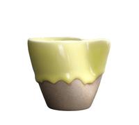 KUNYOS Set Di Tazze E Piattini Da Caffè In Ceramica Creativa Da 130 Ml, Tazzina Da Caffè Espresso Piccola Fatta A Mano In Forno Ru, Tazza Da Tè For Casa E Ufficio, Regalo E Presente(Yellow)