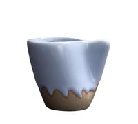 KUNYOS Set Di Tazze E Piattini Da Caffè In Ceramica Creativa Da 130 Ml, Tazzina Da Caffè Espresso Piccola Fatta A Mano In Forno Ru, Tazza Da Tè For Casa E Ufficio, Regalo E Presente(Blue)