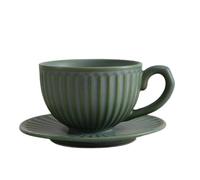 KUNYOS Set Di Tazze E Piattini Da Caffè In Ceramica Da 300 Ml, Tazzina Da Caffè Espresso Retrò, Tazza Da Cappuccino, Tazze Da Tè For Godersi Il Tempo Libero, Regalo E Presente(Green,Type-300ml)