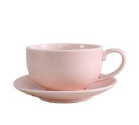 KUNYOS Set Di Tazze E Piattini Da Caffè In Ceramica Da 300 Ml, Tazzina Da Caffè Espresso Retrò, Tazza Da Cappuccino, Tazze Da Tè For Godersi Il Tempo Libero, Regalo E Presente(Pink,Type-200ml)