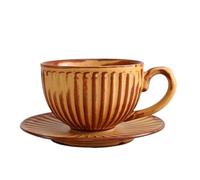 KUNYOS Set Di Tazze E Piattini Da Caffè In Ceramica Da 300 Ml, Tazzina Da Caffè Espresso Retrò, Tazza Da Cappuccino, Tazze Da Tè For Godersi Il Tempo Libero, Regalo E Presente(Coffee,Type-300ml)