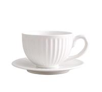 KUNYOS Set Di Tazze E Piattini Da Caffè In Ceramica Da 300 Ml, Tazzina Da Caffè Espresso Retrò, Tazza Da Cappuccino, Tazze Da Tè For Godersi Il Tempo Libero, Regalo E Presente(White,Type-300ml)