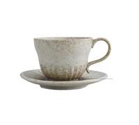 KUNYOS Set Di Tazzine Da Caffè Piccole Da 120 Ml, Tazzine Da Caffè In Gres Retrò Fatte A Mano, Tazze Con Texture A Schizzi D'inchiostro For Uomo, Donna, Ristorante, Casa(BEIGE)