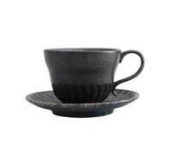 KUNYOS Set Di Tazzine Da Caffè Piccole Da 120 Ml, Tazzine Da Caffè In Gres Retrò Fatte A Mano, Tazze Con Texture A Schizzi D'inchiostro For Uomo, Donna, Ristorante, Casa(Black)