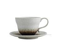 KUNYOS Set Di Tazzine Da Caffè Piccole Da 120 Ml, Tazzine Da Caffè In Gres Retrò Fatte A Mano, Tazze Con Texture A Schizzi D'inchiostro For Uomo, Donna, Ristorante, Casa(White)