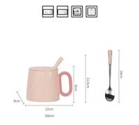 KUNYOS Tazza Da Caffè Espresso In Ceramica Da 280 Ml, Tazza Da Cappuccino, Creativa Trama A Grana Di Albero Con Coperchio Tazza Da Caffè StoLatestare For Godersi L'ora Del Tè Pomeridiano(Pink)