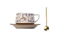 KUNYOS Tazza Da Caffè Espresso In Ceramica Da 300 Ml, Tazza Da Cappuccino, Semplice Tazza In Gres Con Motivo Floreale For Godersi L'ora Del Tè Pomeridiano, Regalo E Presente(Color H,Type 2)