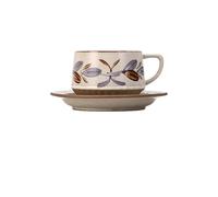 KUNYOS Tazza Da Caffè Espresso In Ceramica Da 300 Ml, Tazza Da Cappuccino, Semplice Tazza In Gres Con Motivo Floreale For Godersi L'ora Del Tè Pomeridiano, Regalo E Presente(Color C,Type 1)