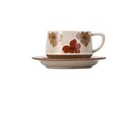 KUNYOS Tazza Da Caffè Espresso In Ceramica Da 300 Ml, Tazza Da Cappuccino, Semplice Tazza In Gres Con Motivo Floreale For Godersi L'ora Del Tè Pomeridiano, Regalo E Presente(Color A,Type 1)